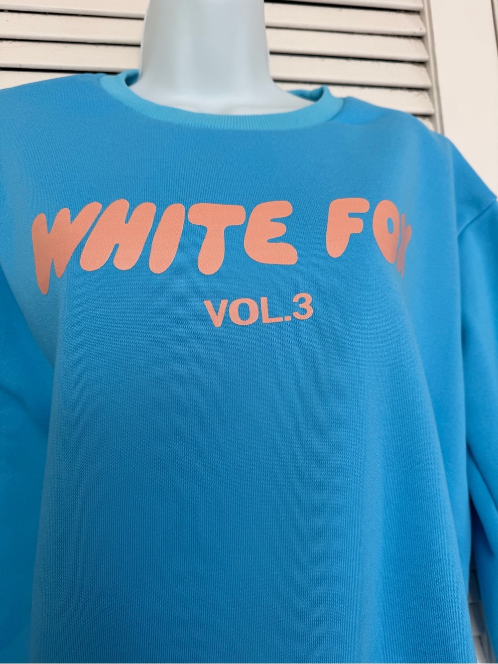 WHITE FOX VOL.3 Oversized Blue Sweatshirt Cozy Y2K Korean Style Pullover Size S - Picture 3 of 8